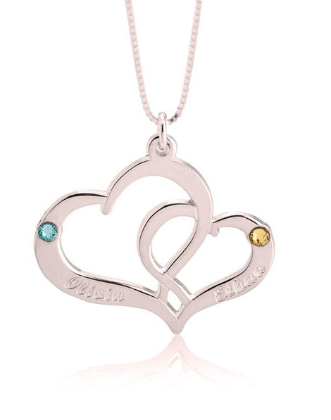 Two Heart Personalised Necklace - Rose Gold Plated