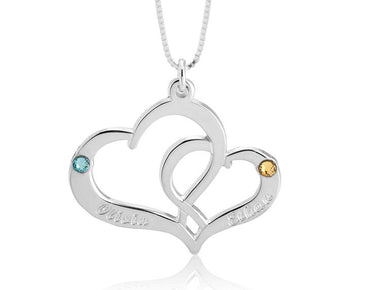 Two Heart Personalised Necklace - Sterling Silver