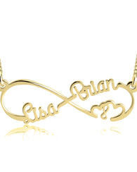 Double Heart Infinity Necklace - Gold Plated