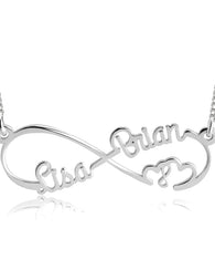 Double Heart Infinity Necklace Silver