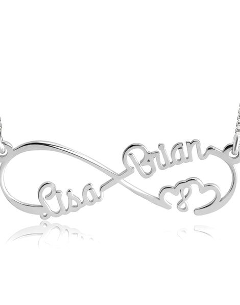 Double Heart Infinity Necklace Silver