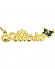 Name Necklace with Coloured Symbols 24k Gold Plated