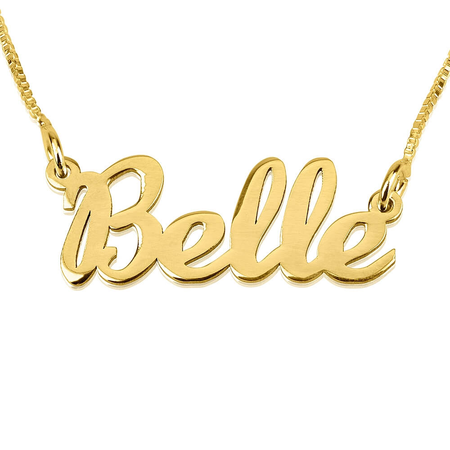 Cursive Name Necklace 14k Gold and White Gold
