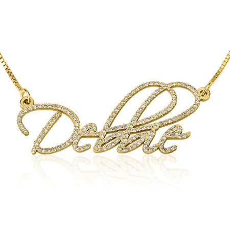 14k Gold and Diamond Name Necklace