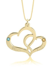 Two Heart Personalised Necklace - 24k Gold Plated