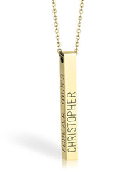 Engraved 3D Bar Necklace 24k Gold Plated