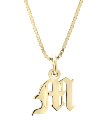 Old English Initial Necklace 14k Gold