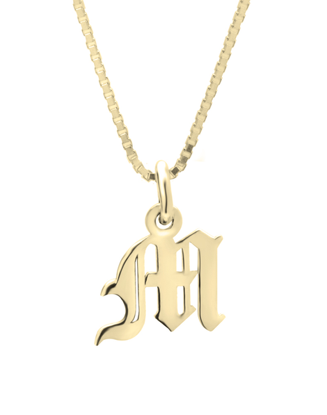 Old English Initial Necklace 14k Gold Fashion Jewellery