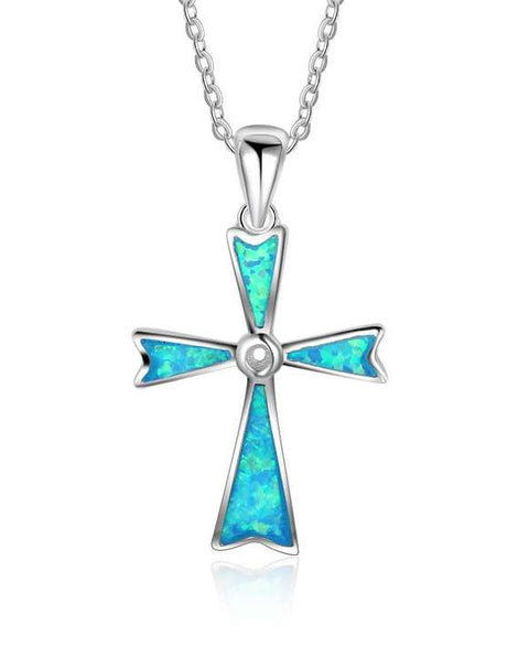 Opal Cross Necklace