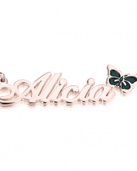 Name Necklace with Coloured Symbols Rose Gold Plated