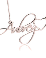 Customised Name Necklace with Heart - RoseGold Plated